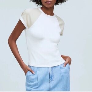 Madewell Raglan-Sleeve Baby Tee Antique Cream Size Small